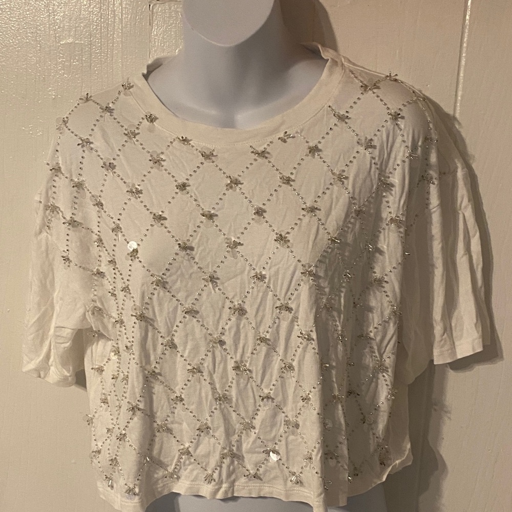 Elegant J.CREW Cream Sequin Women's Top